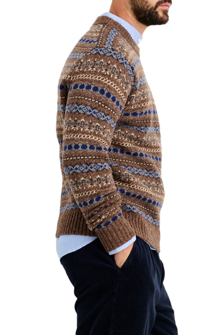 Fair Isle Donegal Crewneck Sweater, Alternate, color, BROWN MULTI