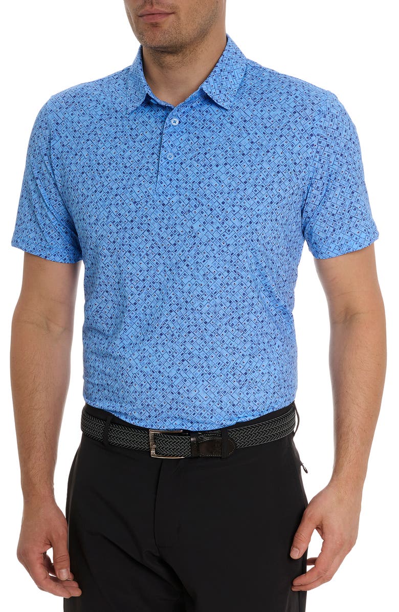 Robert Graham Sandzabar Geo Print Performance Golf Polo, Main, color, 