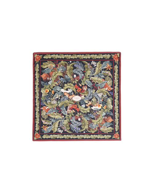 Fable England Woodland Solstice Square Scarf In Burgundy