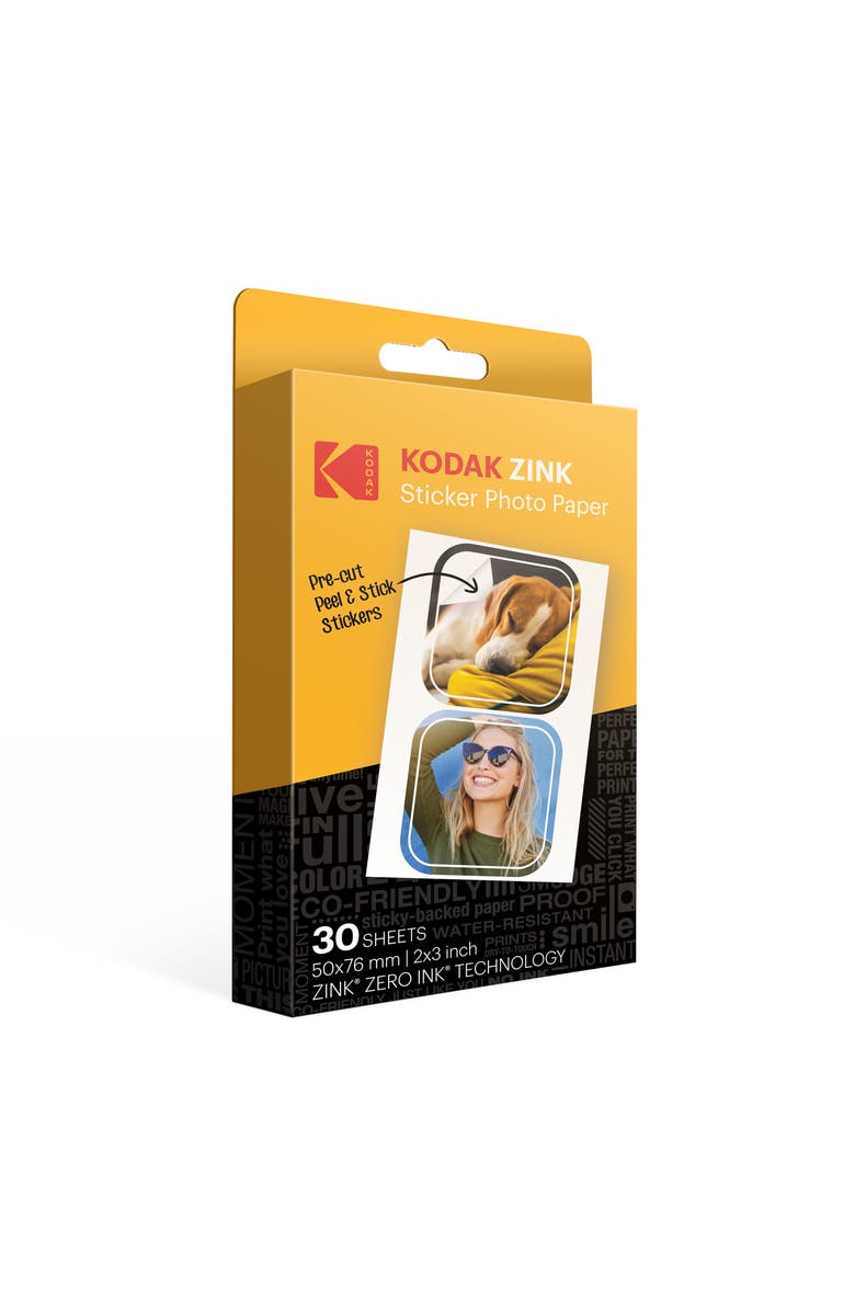 Kodak 2x3 inch Pre-Cut Sticker Photo Paper, Main, color, White