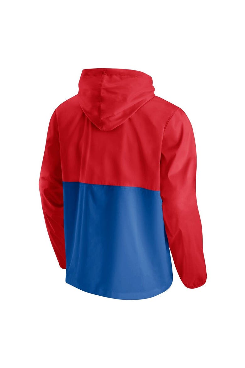 Men's Fanatics Branded Royal/Red LA Clippers Anorak Block Party Windbreaker Half-Zip Hoodie Jacket, Alternate, color, Royal