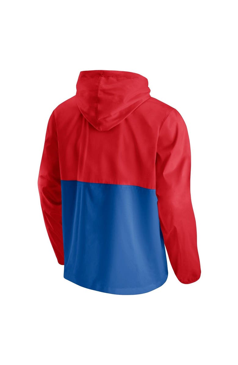 FANATICS Men's Fanatics Branded Royal/Red LA Clippers Anorak Block Party Windbreaker Half-Zip Hoodie Jacket, Alternate, color, Royal