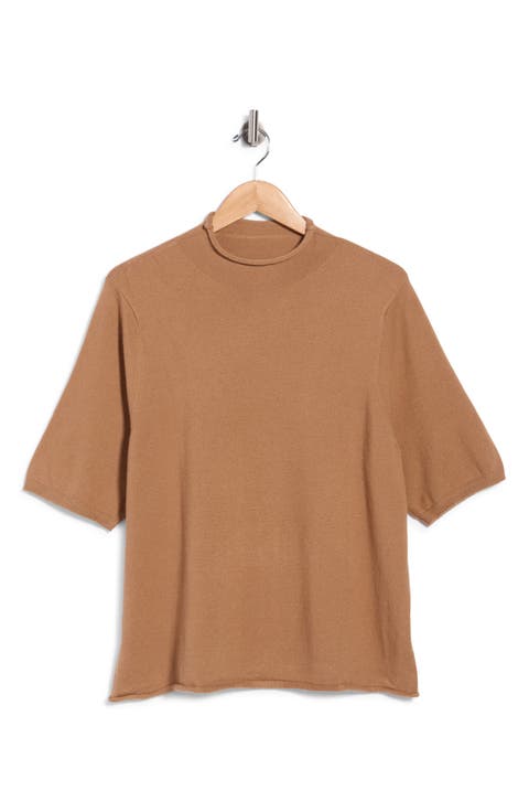 Mock Neck Short Sleeve Sweater