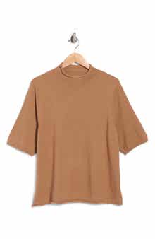 Mock Neck Short Sleeve Sweater
