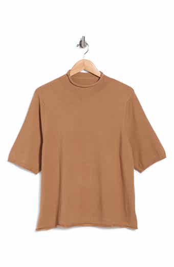 Mock Neck Short Sleeve Sweater