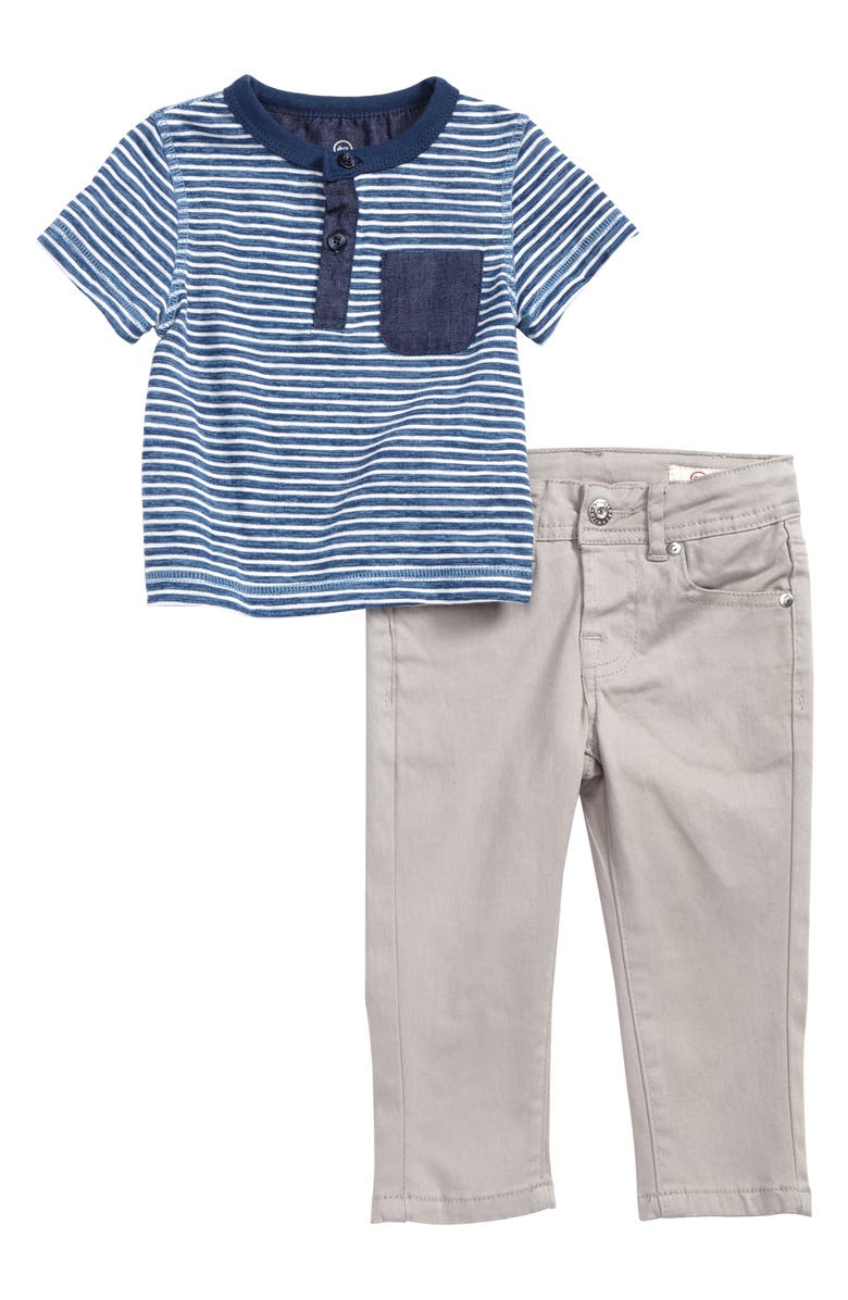 ag adriano goldschmied kids Stripe Henley & Skinny Twill Pants Set, Main, color,