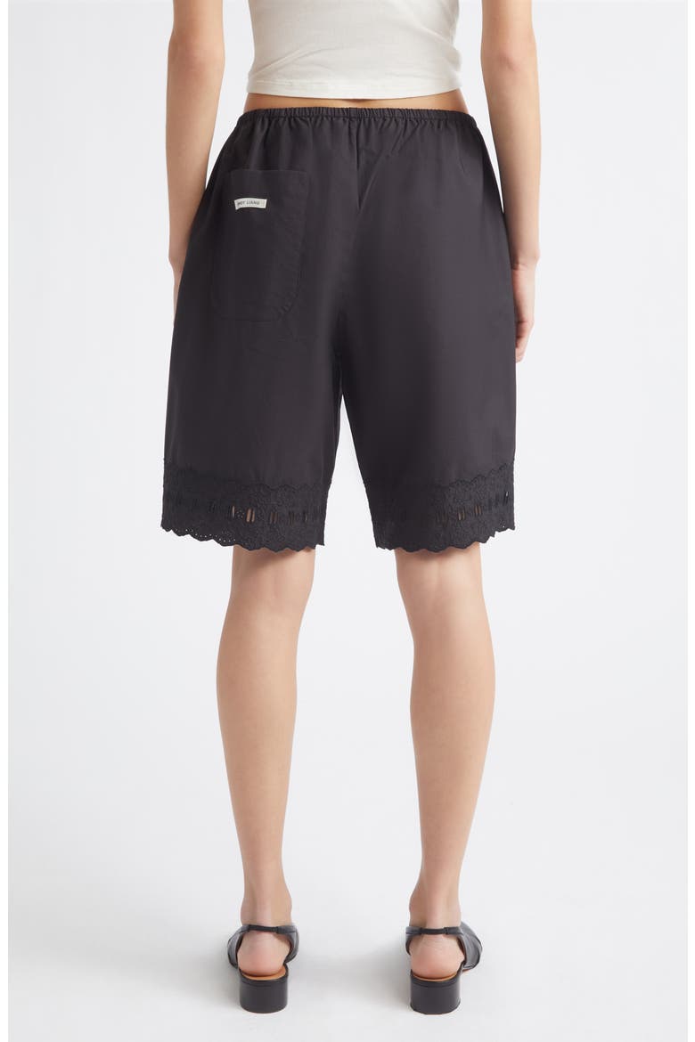 Pepita Eyelet Trim Cotton Poplin Shorts, Alternate, color, BLACK