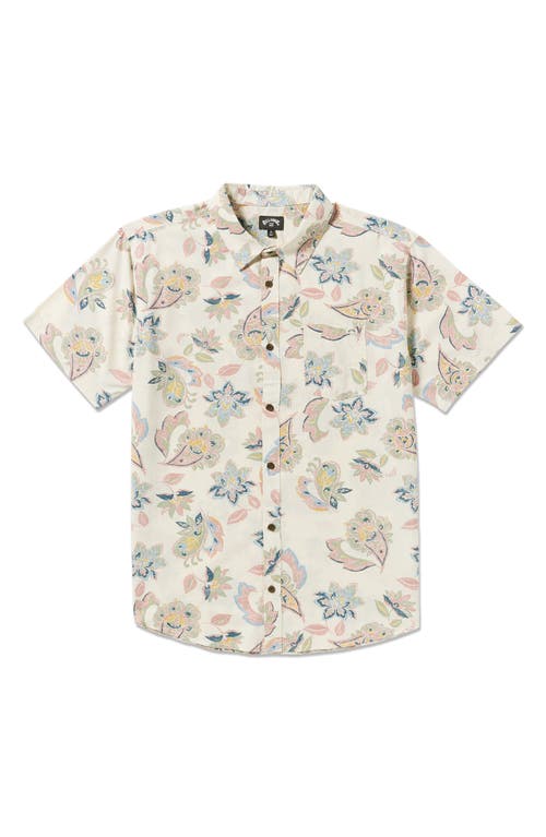 Billabong Sundays Paisley Short Sleeve Button-up Shirt In Gray