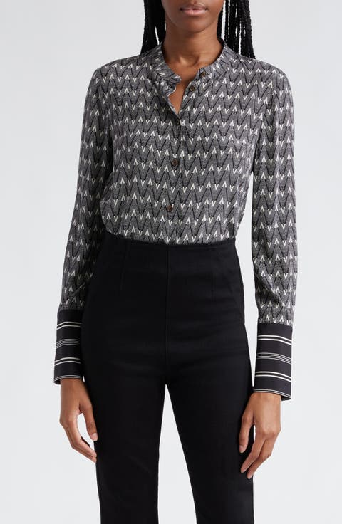 Acacia Chevron Print Stretch Silk Tunic