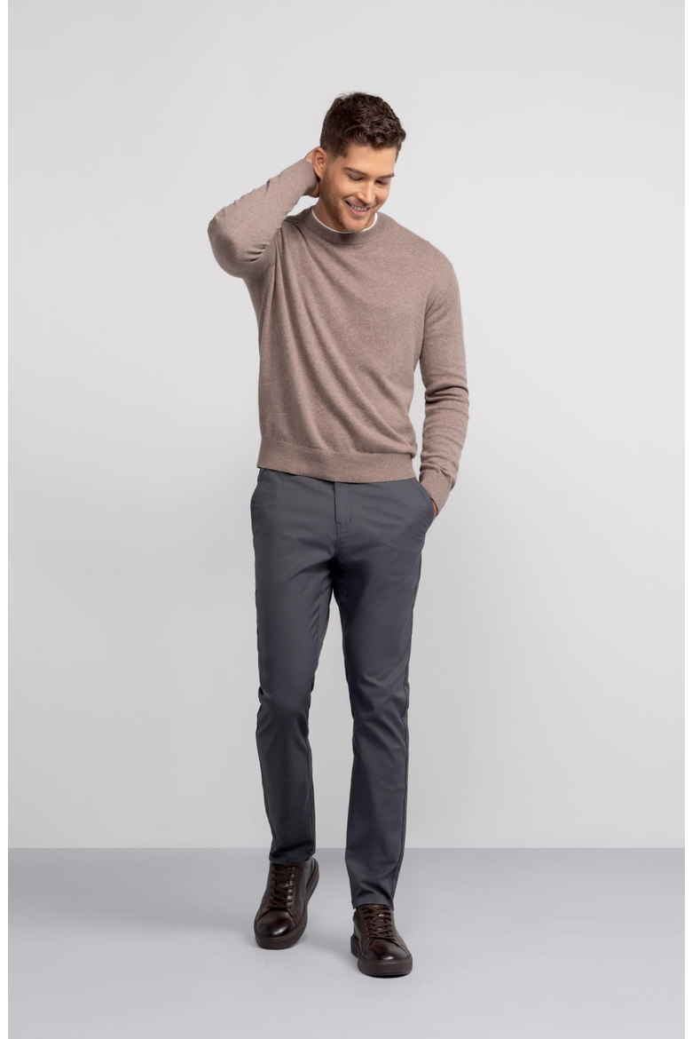 Anytime Crewneck Sweater, Alternate, color, Mocha Heather