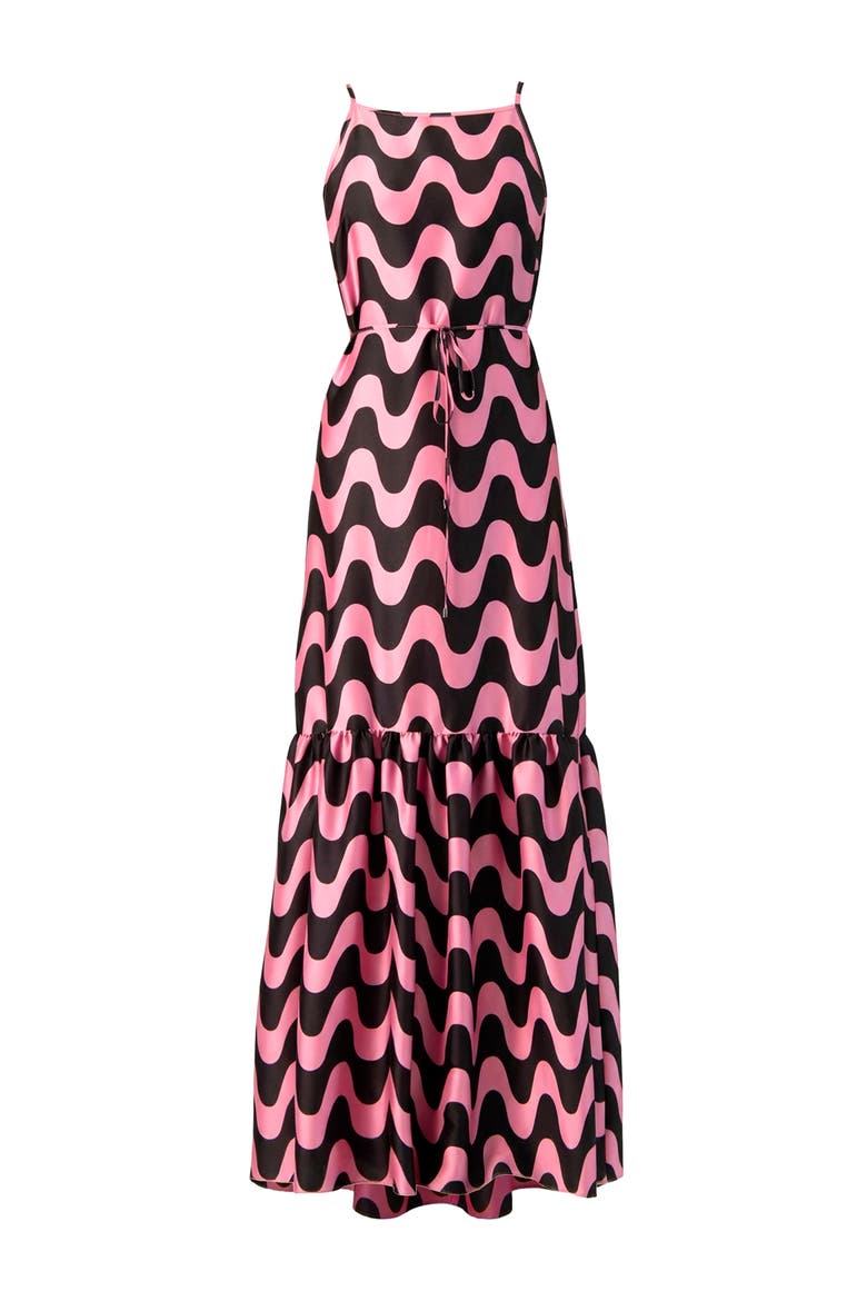 Sleeveless Wave Print Maxi Dress, Alternate, color, Pink