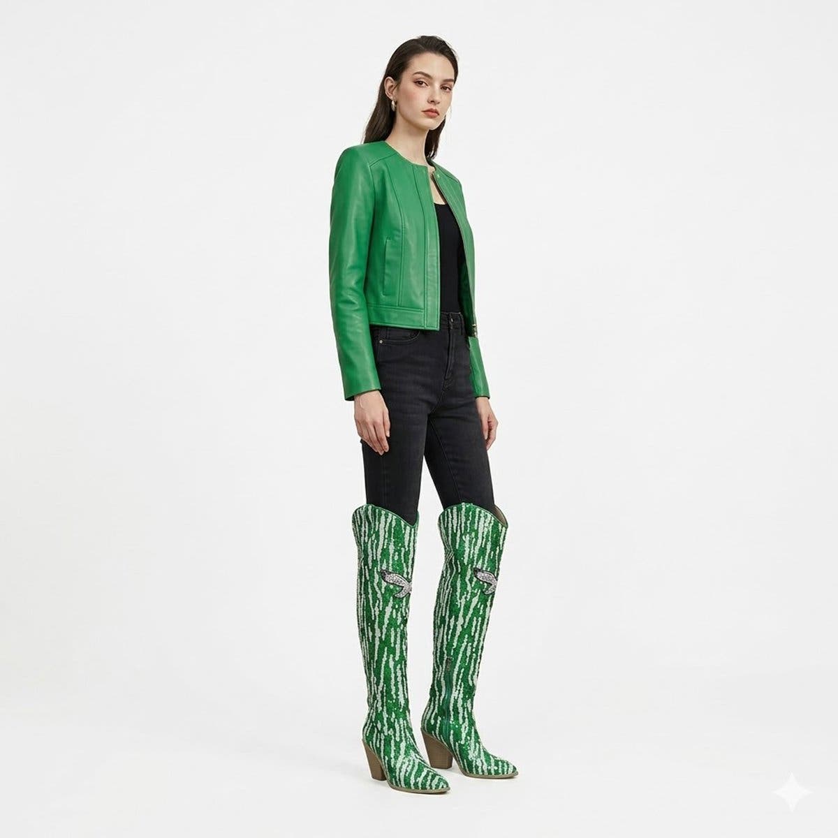 Philadelphia Eagles Over-the-Knee Two-Tone Sequin Boots, Alternate, color, Kelly Green