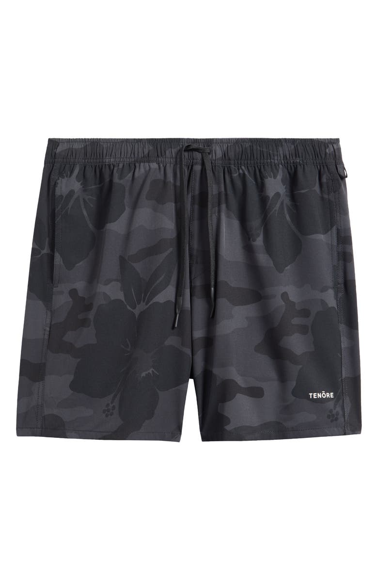 TENŌRE Printed Day Board Shorts, Main, color, Black Aloha Camo