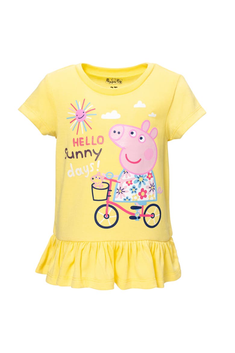 T-Shirt & Bike Shorts Set, Alternate, color, Yellow / Blue