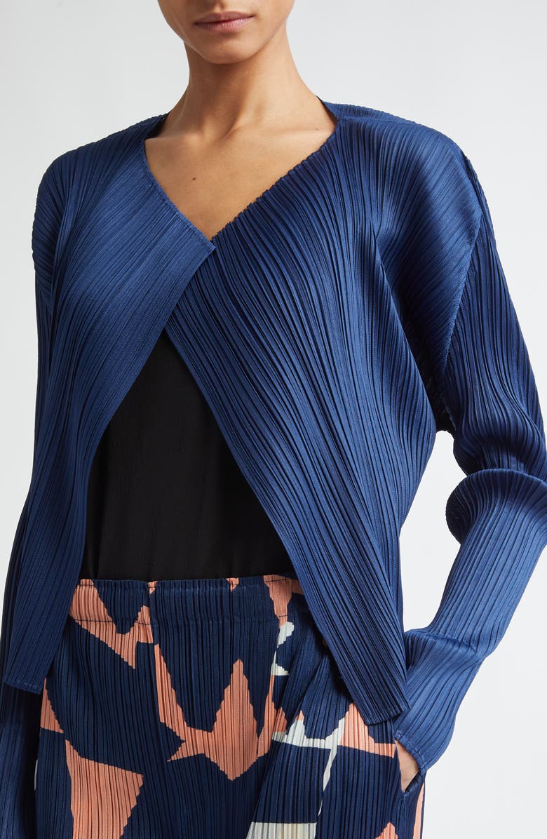 Pleats Please Issey Miyake Monthly Colors June Pleated Cardigan, Alternate, color,