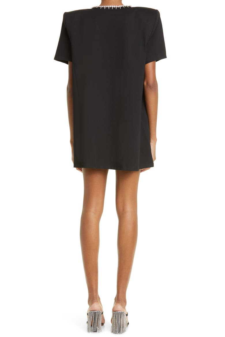 Women's Crystal Bow V-Neck Stretch Jersey T-Shirt, Alternate, color, BLACK