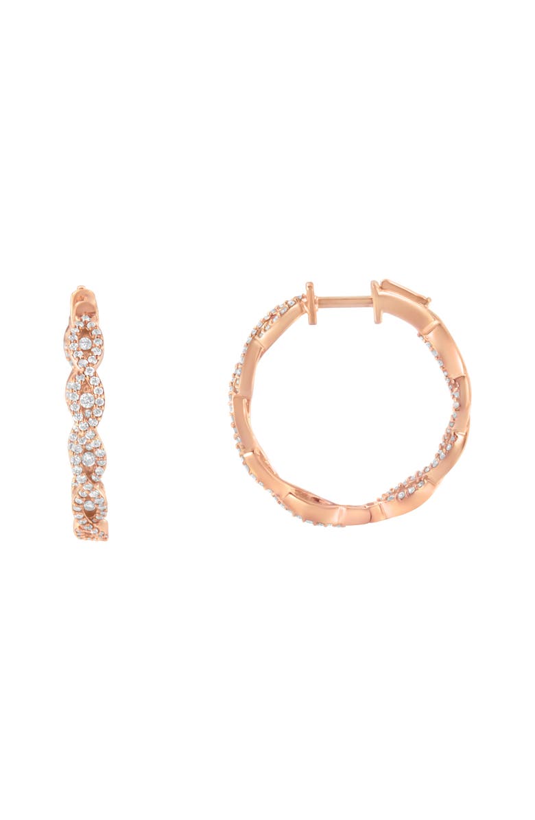 Haus of Brilliance 10K Rose Gold 1 cttw Diamond Hoop Earring, Alternate, color, Pink