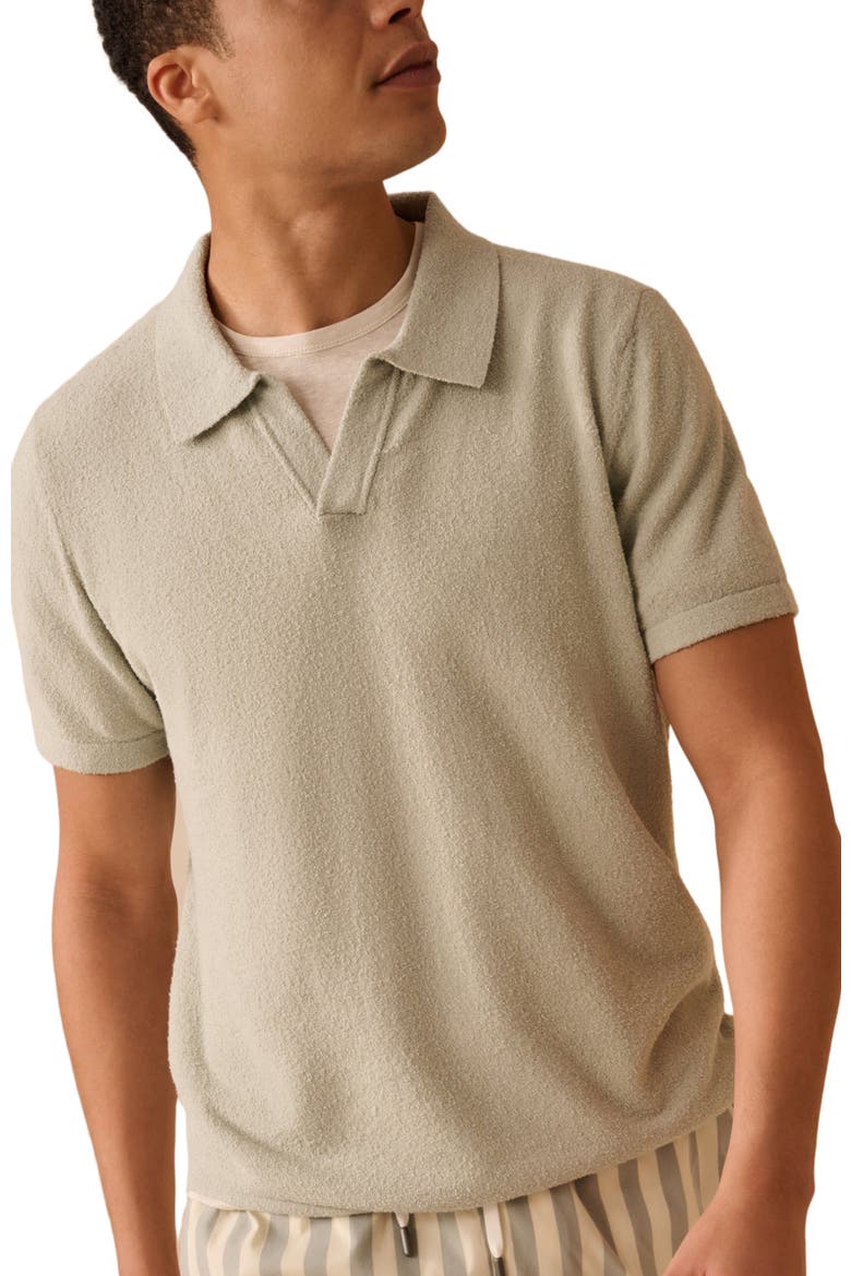 Boucle Knit Johnny Polo, Alternate, color, Muted Sage