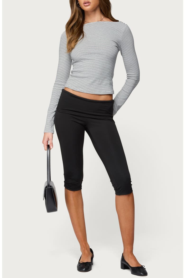 Loria Stripe Boat Neck Long Sleeve Top, Alternate, color, WHITE-AND-BLACK