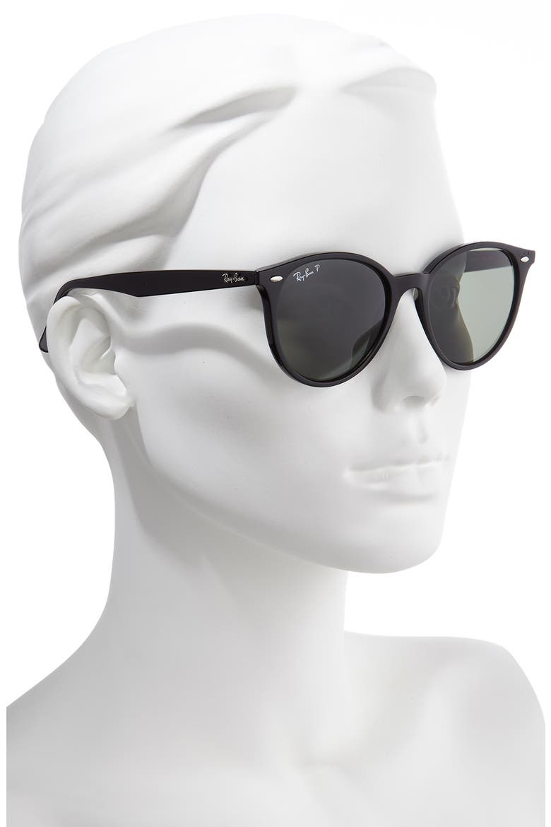 Phantos 53mm Polarized Round Sunglasses, Alternate, color, BLACK/ GREEN SOLID