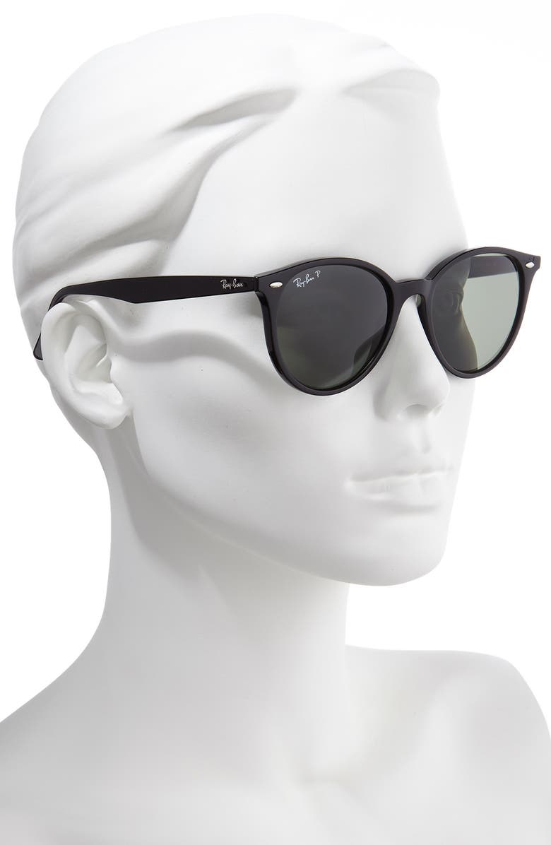 Ray-Ban Phantos 53mm Polarized Round Sunglasses, Alternate, color, Black/ Green Solid
