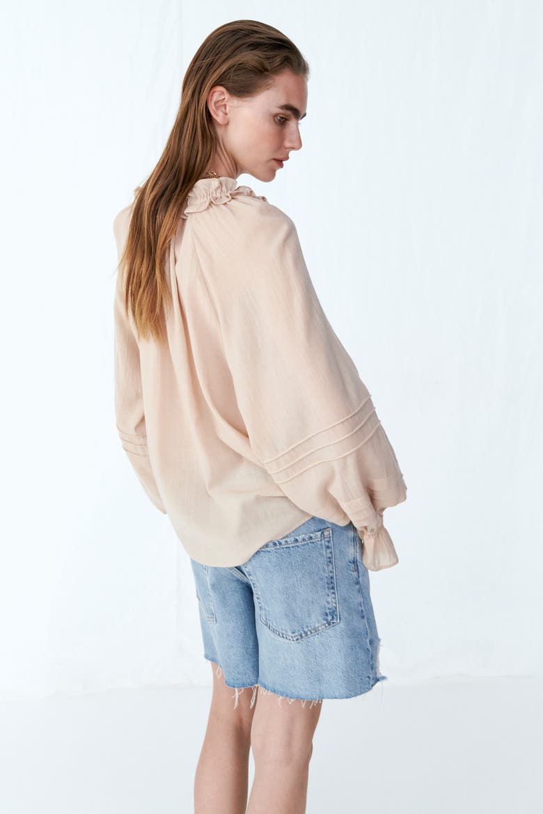 Raw-edge Denim Shorts, Alternate, color, Light denim blue