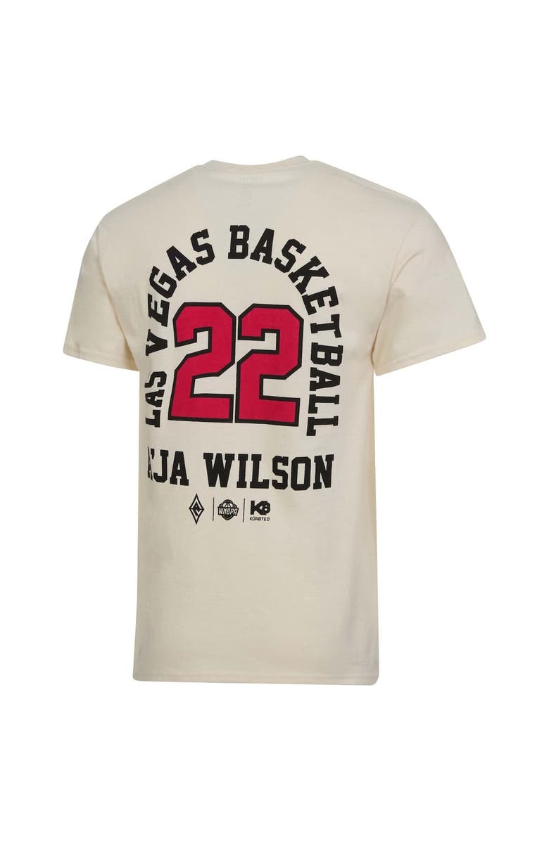 KUR8TED Unisex A'ja Wilson Natural Las Vegas Aces Player ID Arch T-Shirt, Alternate, color, 