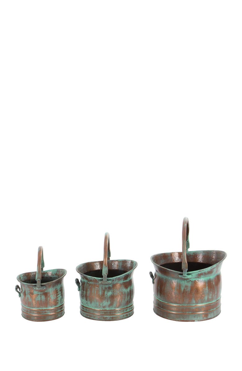 SONOMA SAGE HOME Copper Metal Rustic Planter with Stationary Handles - Set of 3, Alternate, color, Copper
