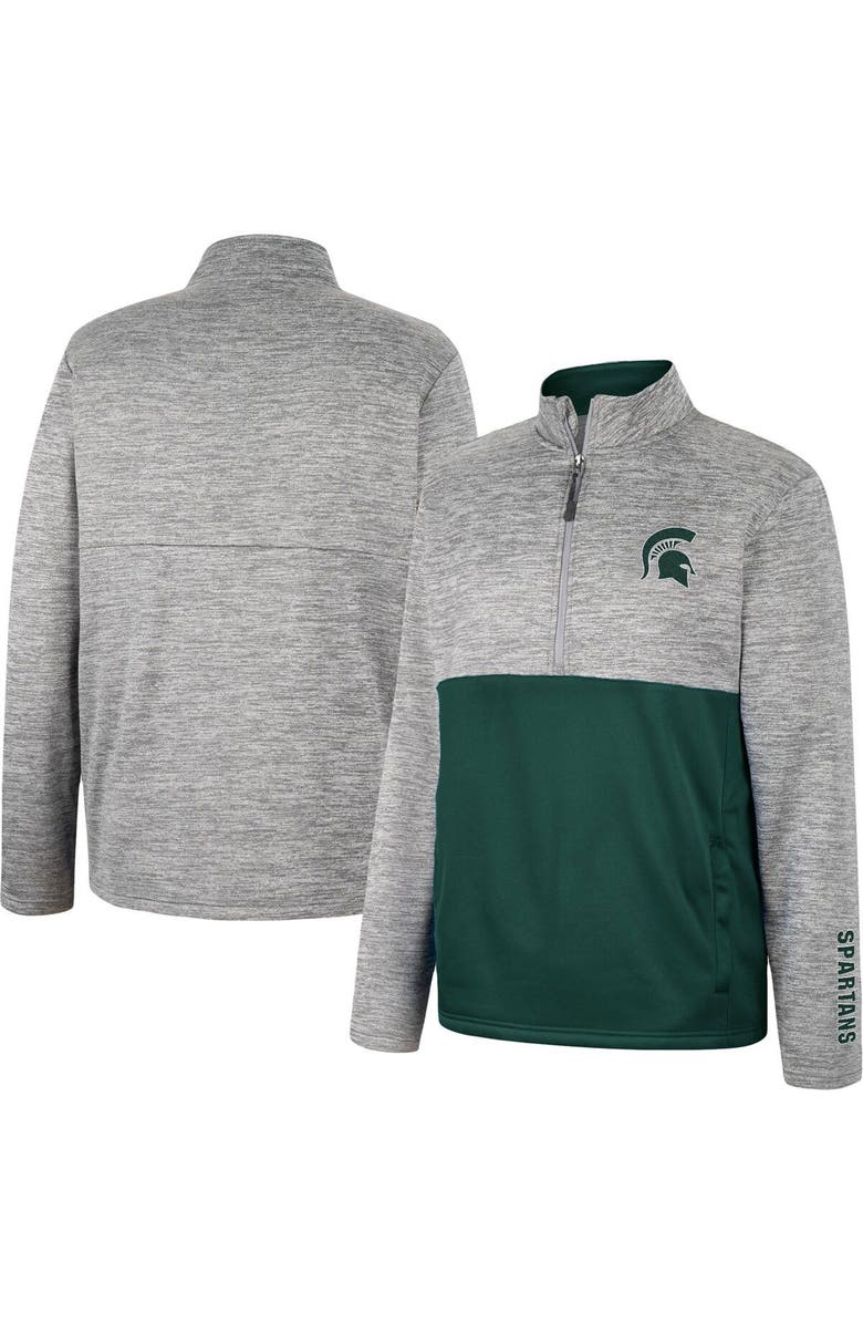 COLOSSEUM Men's Colosseum Gray Michigan State Spartans John Half-Zip Jacket, Main, color, 