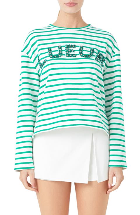 Lueur Stripe Long Sleeve Knit Top