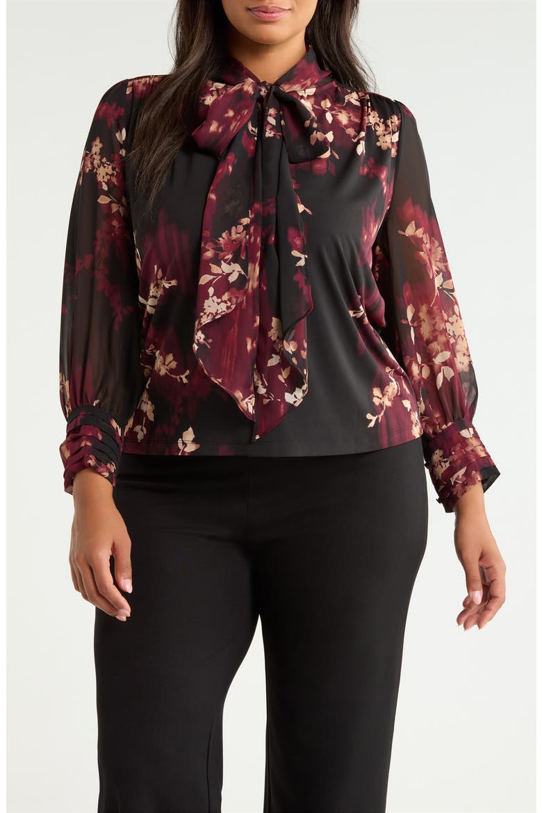 Bow Mixed Media Top, Main, color, ANNE BLACK MULTI