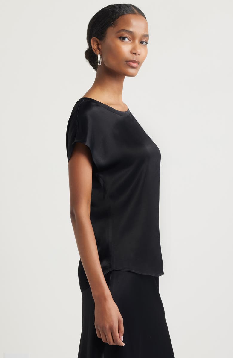 Nordstrom Dolman Sleeve Satin T-Shirt, Alternate, color, Black