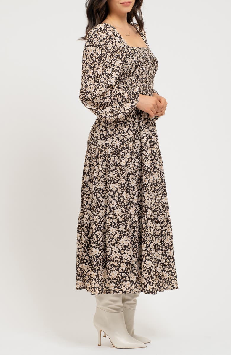 AUGUST SKY Floral Smocked Long Sleeve Maxi Dress, Alternate, color,