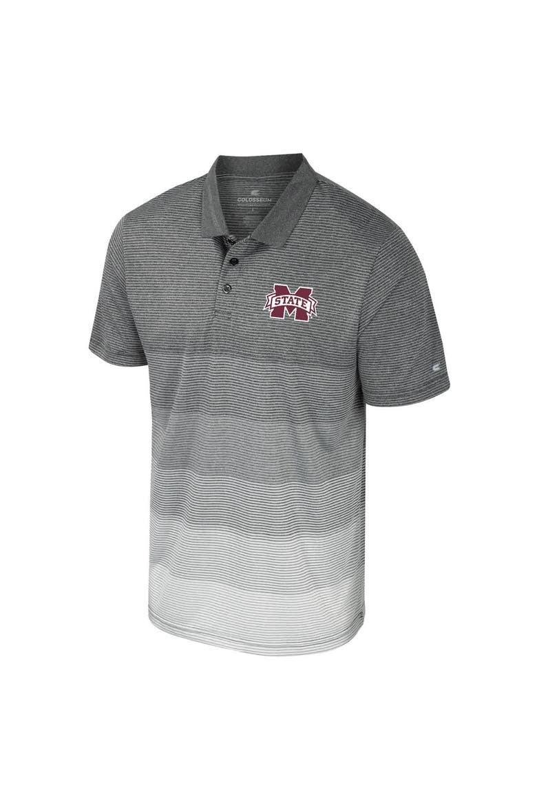 Men's Colosseum Gray Mississippi State Bulldogs Striped Mesh Polo, Alternate, color, Gray