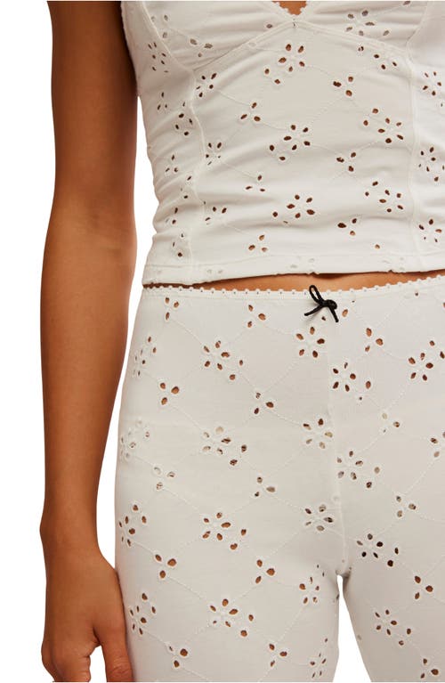 Free People Full Bloom Eyelet Pajama Capri Pants In White
