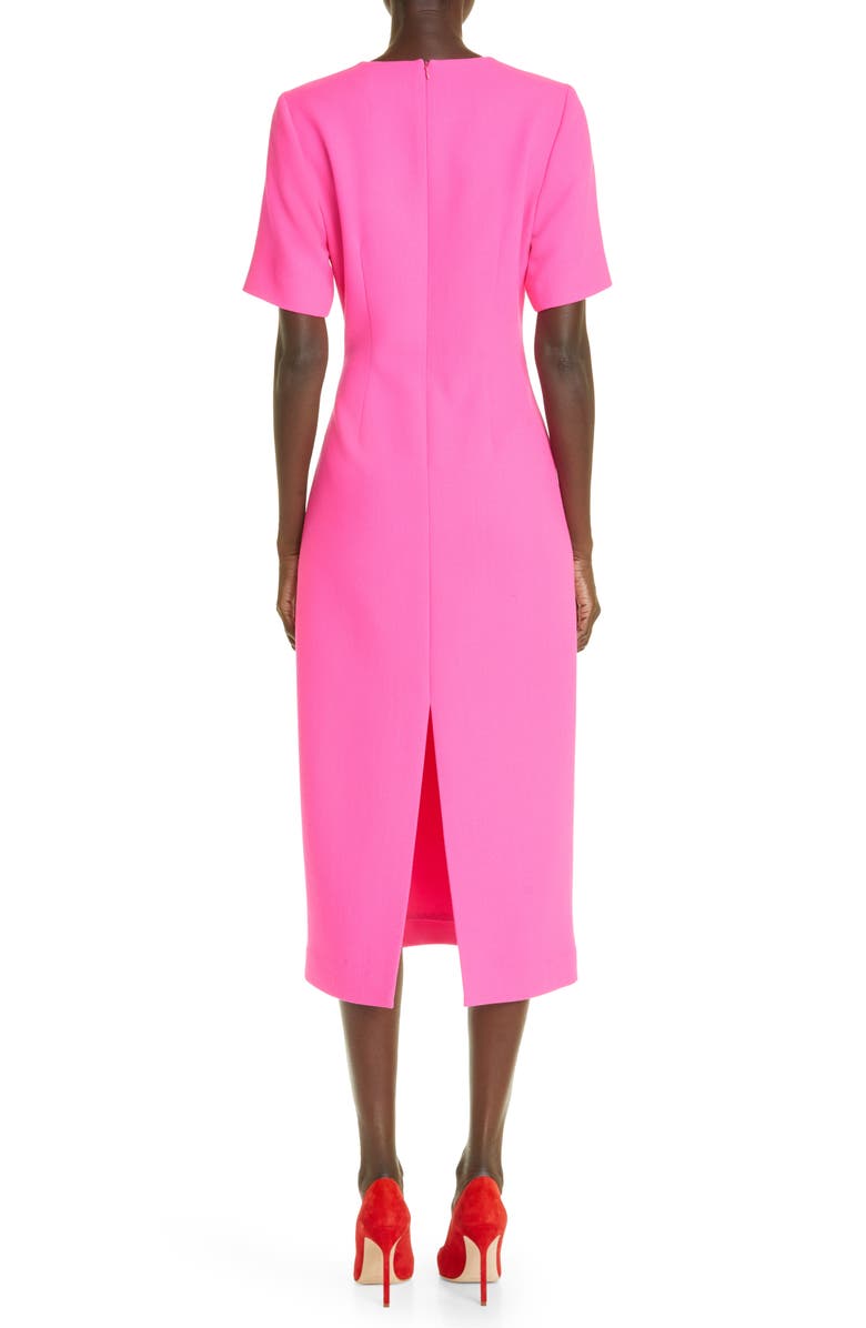 Brandon Maxwell Megan V-Neck Wool Crepe Sheath Dress, Alternate, color,