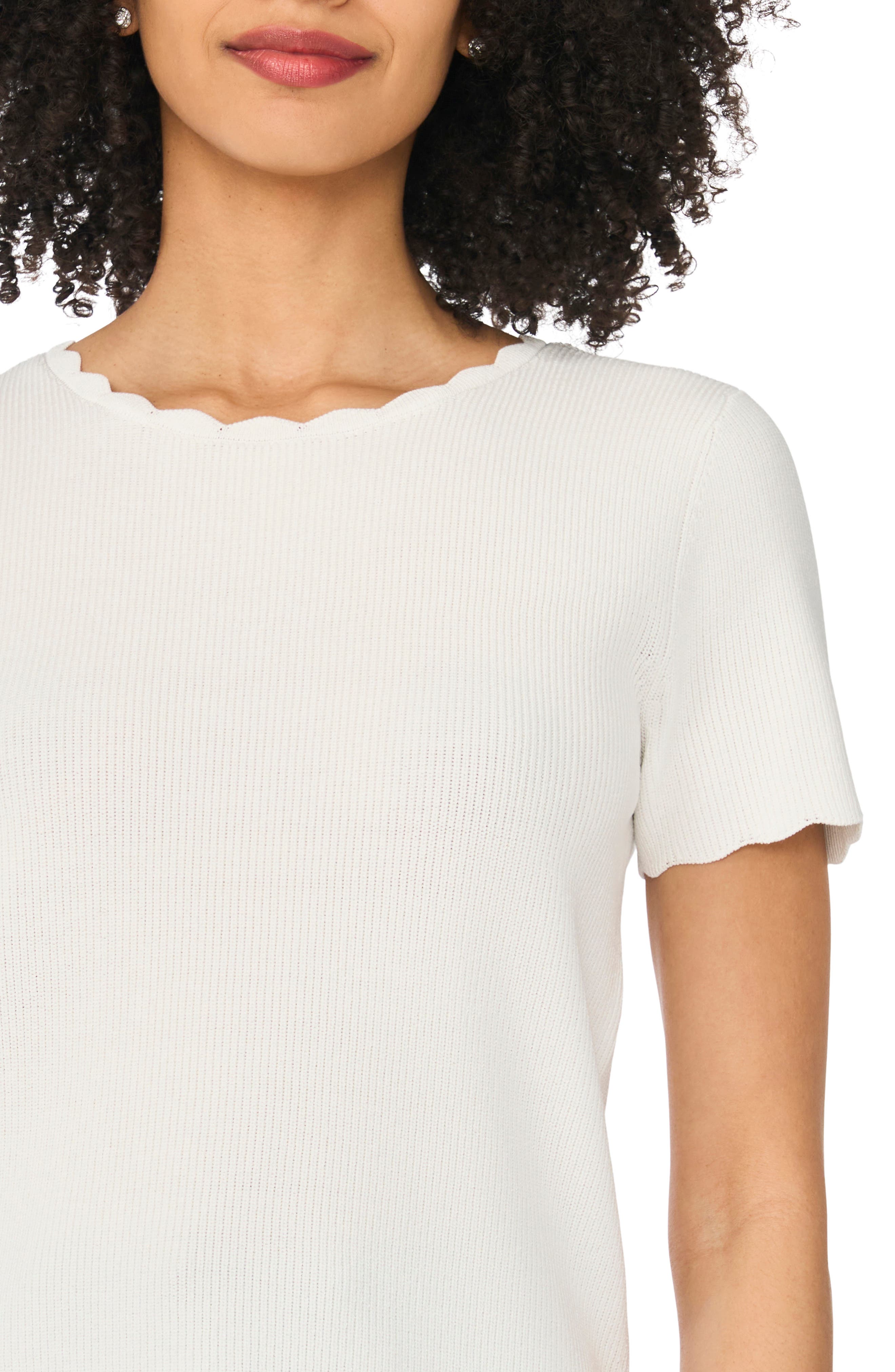Scallop Rib Short Sleeve Knit Top (Women) | Nordstromrack