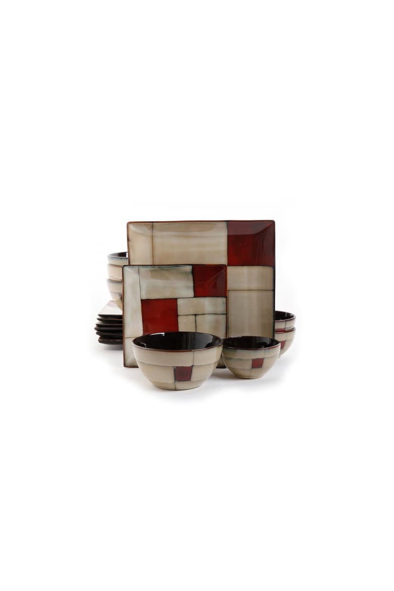 Azeal 16 Piece Double Bowl Dinnerware Set, Alternate, color, Beige