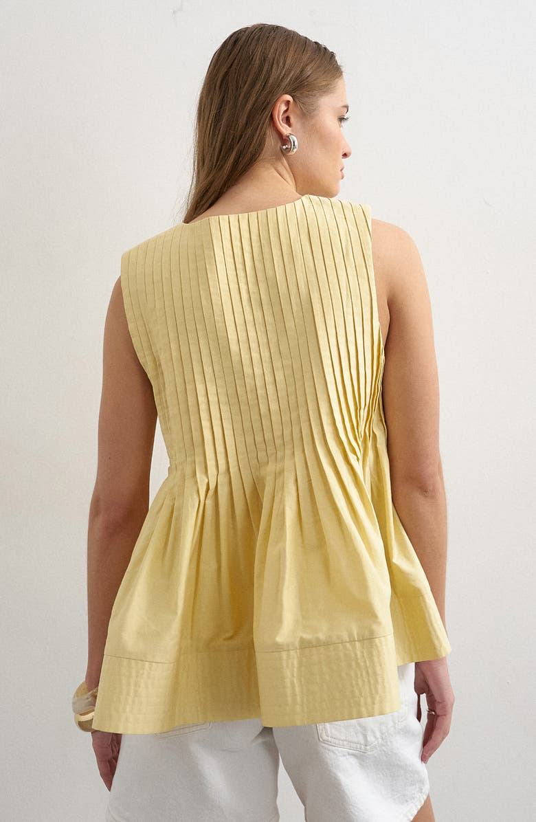 Topshop Cotton Pintuck Peplum Top, Alternate, color, Lgreen