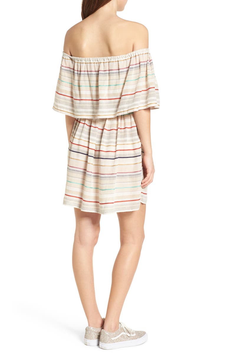 BP. Stripe Off the Shoulder Dress, Alternate, color, 