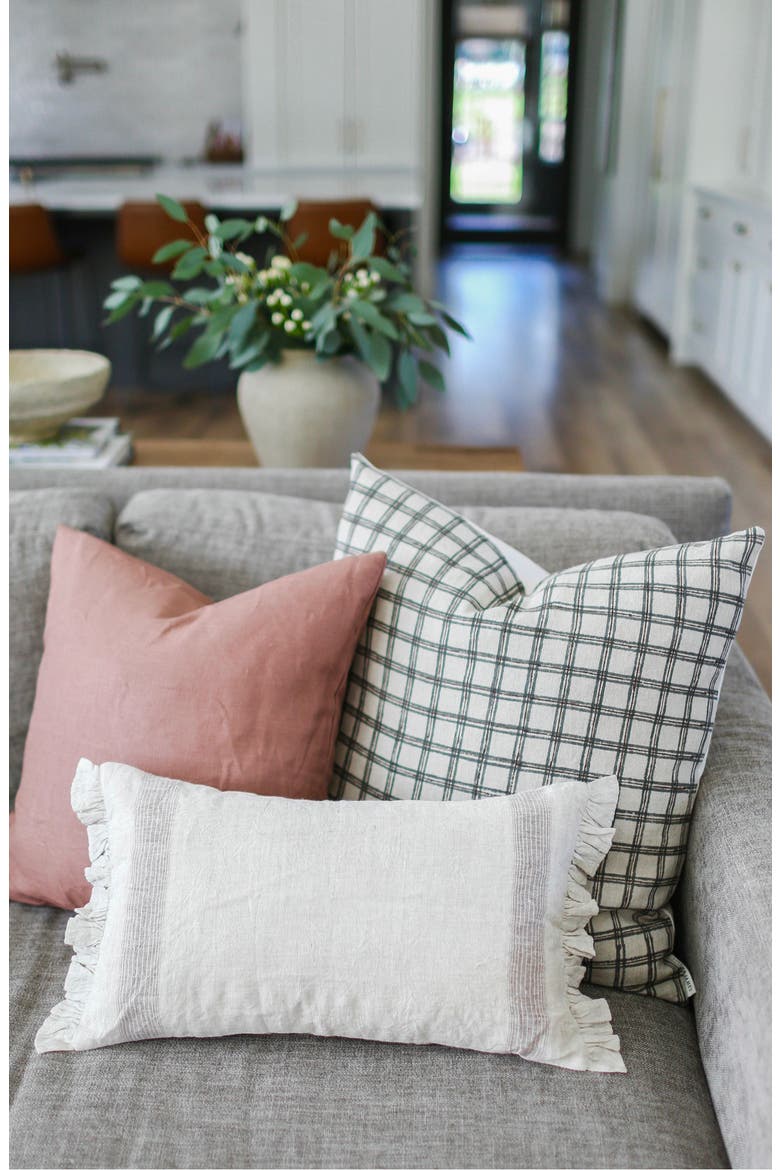 Beck Blue Brown Plaid Pillow Cover, Alternate, color, Natural