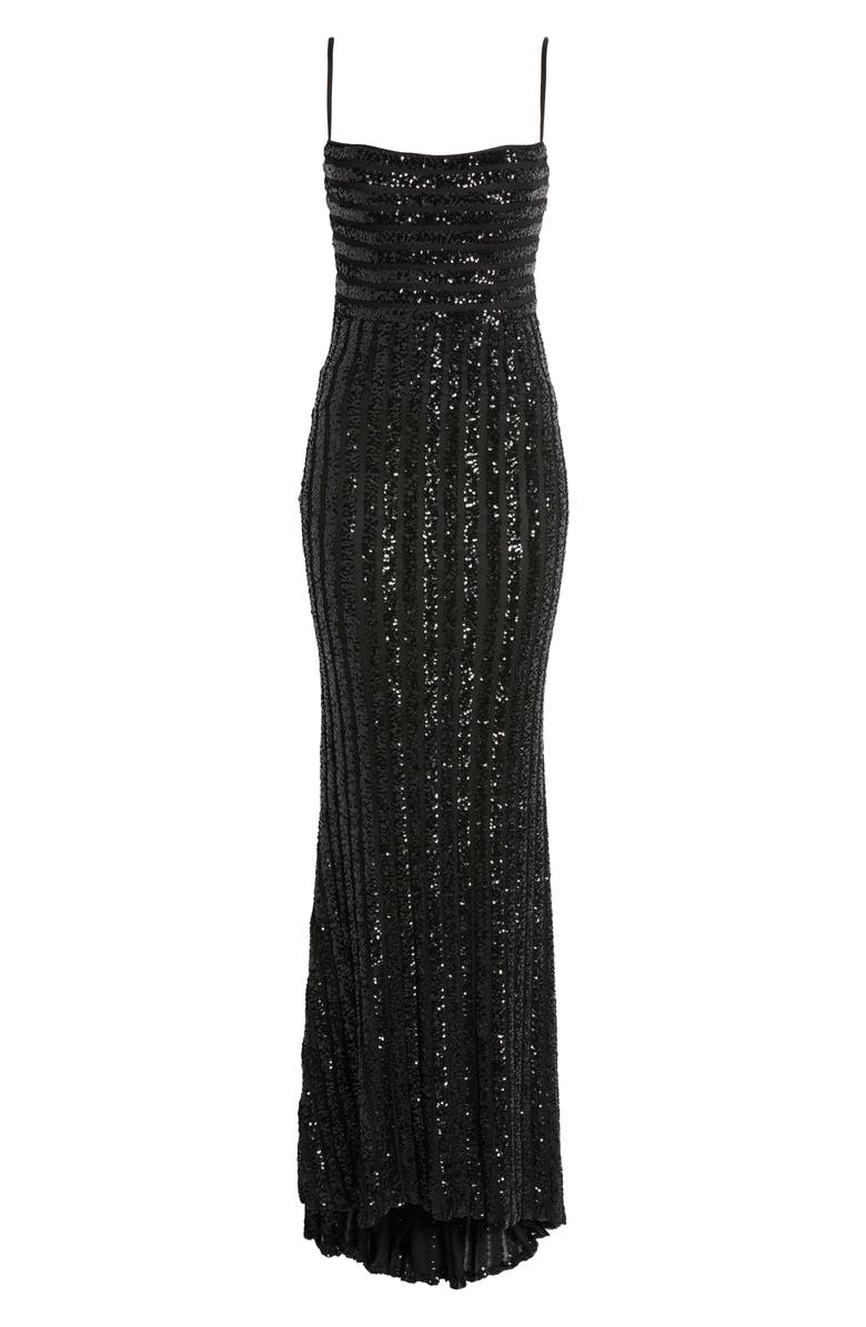 La Femme Stripe Pattern Sequin Evening Gown, Alternate, color,