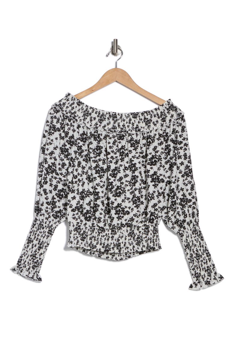 PATRIZIA LUCA Smocked Off-the-Shoulder Top, Alternate, color, White