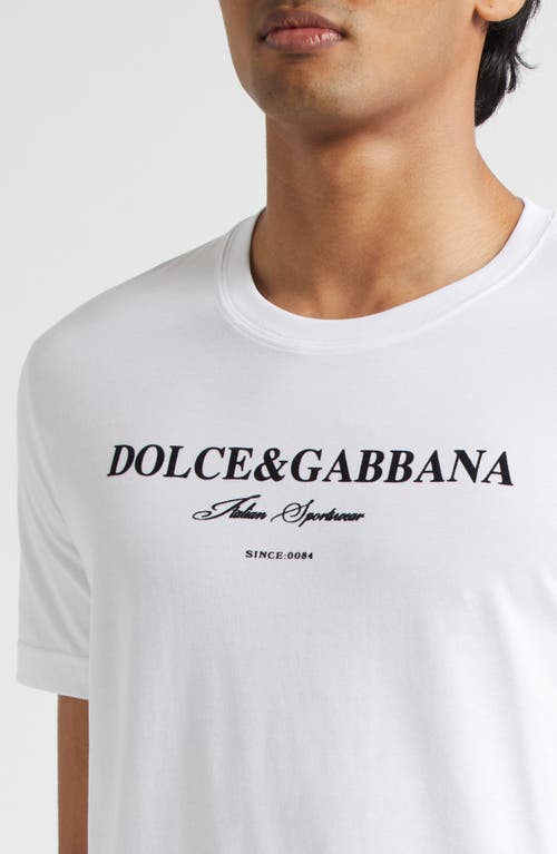 Dolce & Gabbana White Crewneck T-shirt With Logo Lettering Print On The Front In White