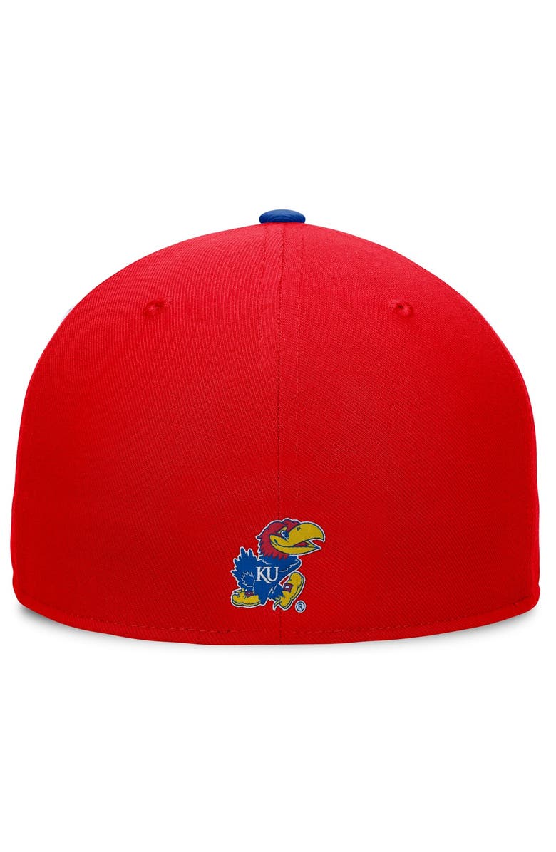 TOP OF THE WORLD Men's Top of the World White/Royal Kansas Jayhawks Tri-Tone Heritage Collector Fitted Hat, Alternate, color, White