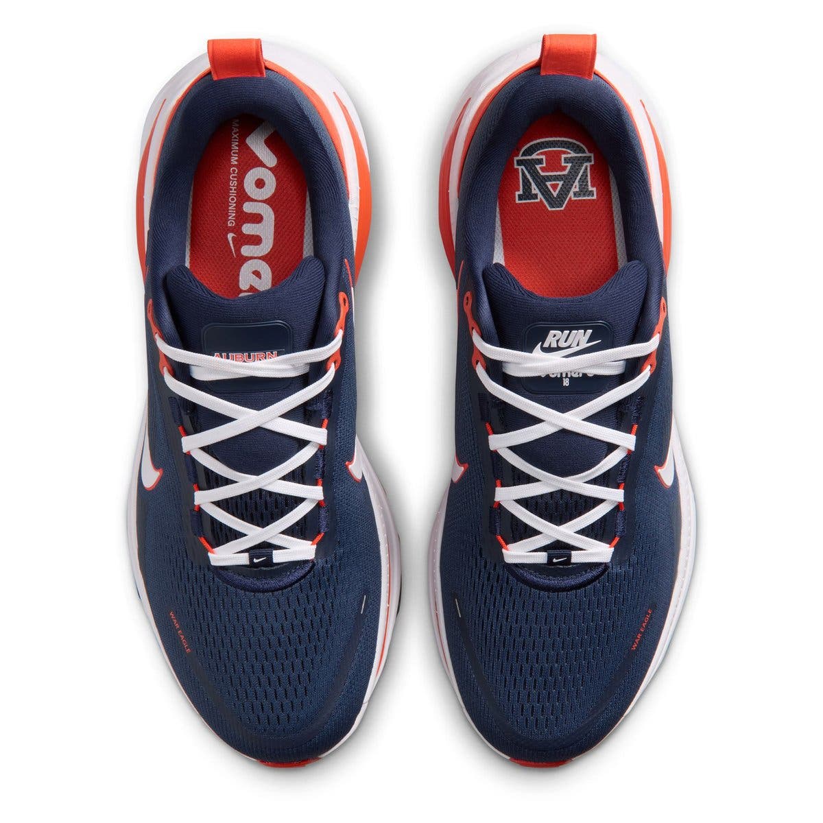 Men's Nike Auburn Tigers Vomero 18 Running Shoes, Alternate, color, Navy