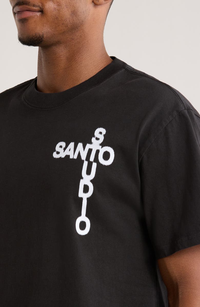 SANTO STUDIO Crossword Drappo Cotton Graphic T-Shirt, Alternate, color, Vintage Black
