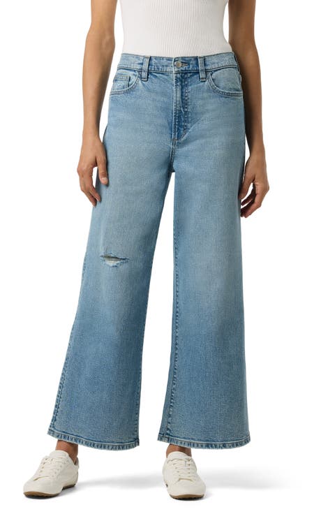 High Waist Wide Leg Ankle Jeans