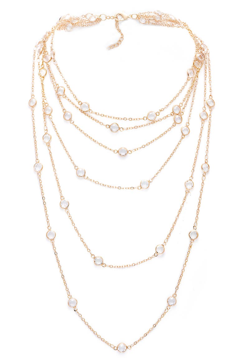 Crystal Layered Necklace, Main, color, GOLD
