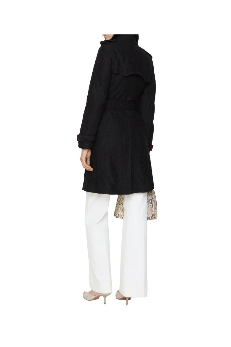 Mid-length Paisley Lace Foxfield Trench Coat, Alternate, color, Black